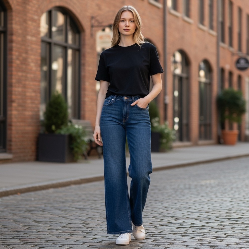 Vigoss Women's Straight‎ Leg Jeans in Deep Blue - Picture 2 of 7